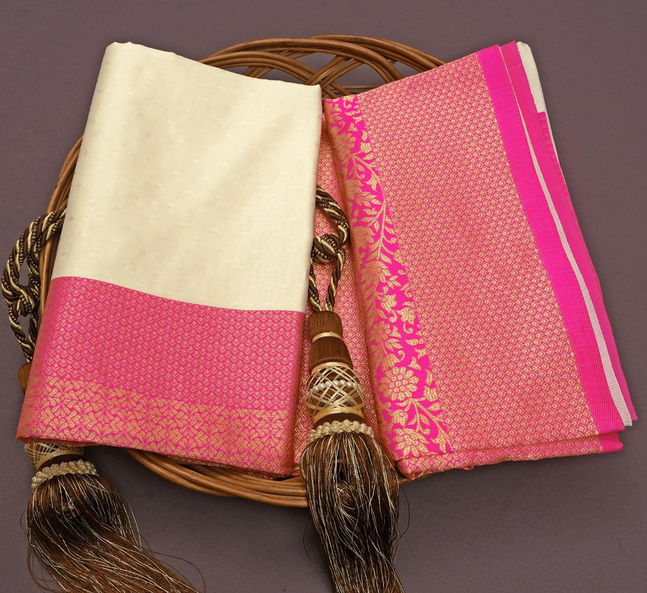 White Paper By AAB Lichi Silk Designer Sarees Catalog